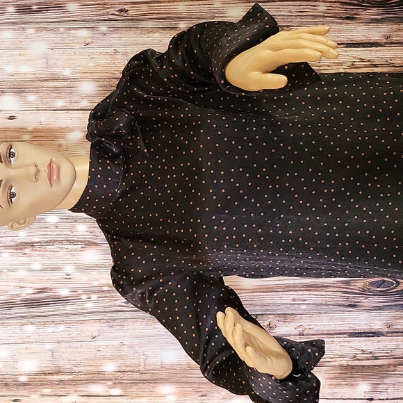 Worthington Women's Long Sleeve Tie Neck Polka-dot Blouse Size S - Picture 2 of 11